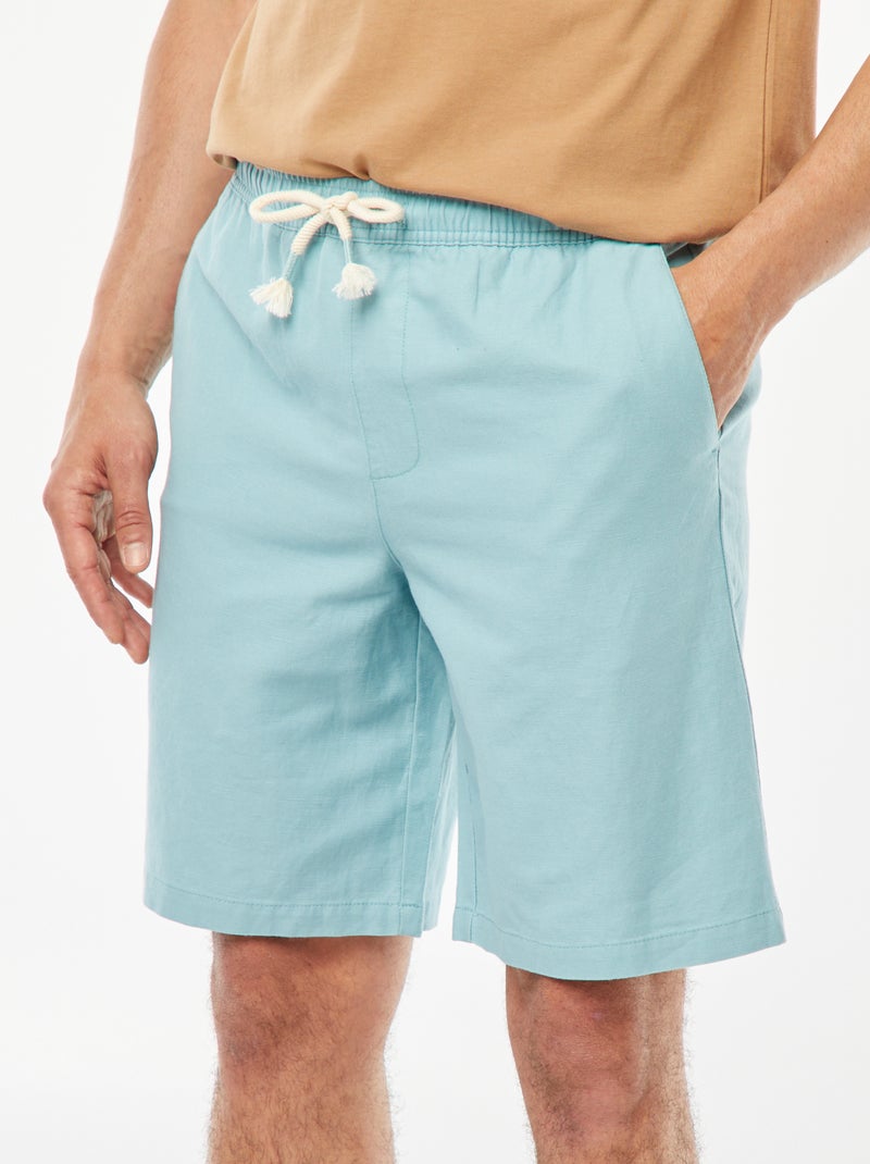 Bermudas lisas con cintura elástica + cordones AZUL - Kiabi