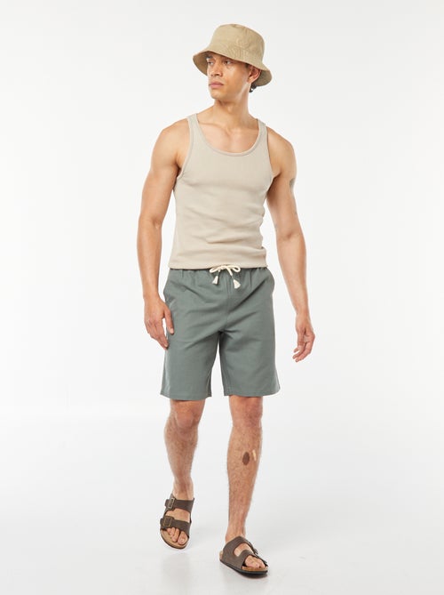Bermudas lisas con cintura elástica + cordones - Kiabi
