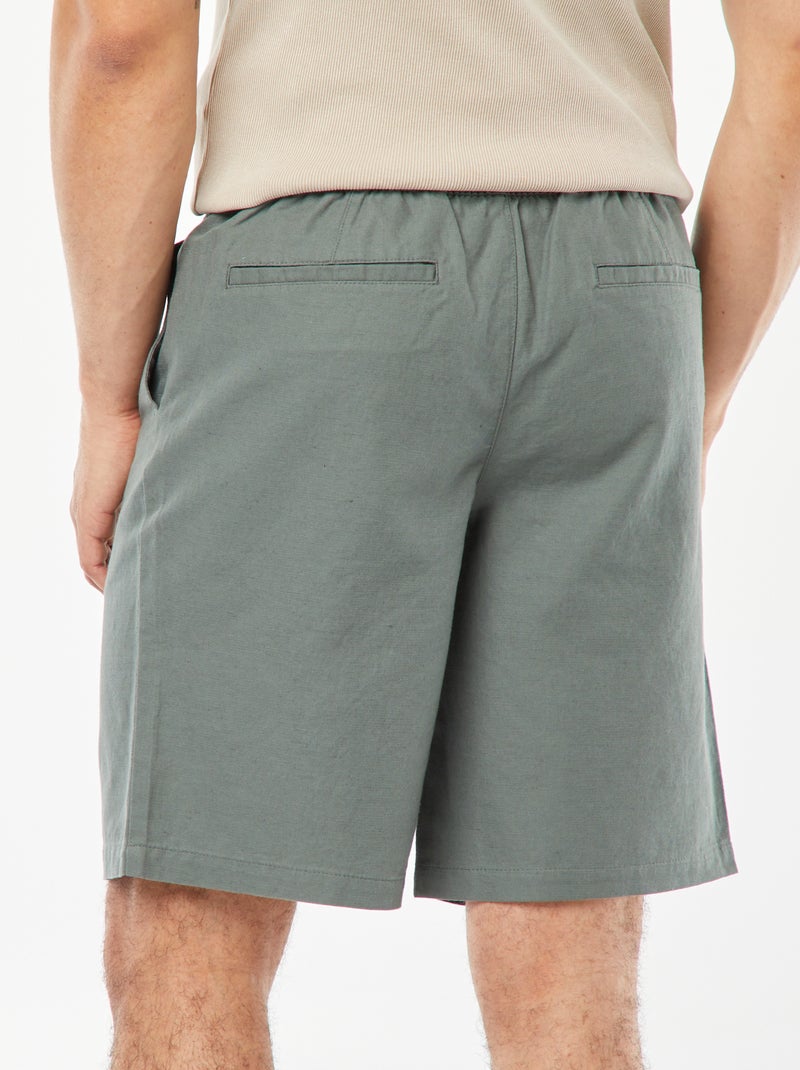 Bermudas lisas con cintura elástica + cordones VERDE - Kiabi