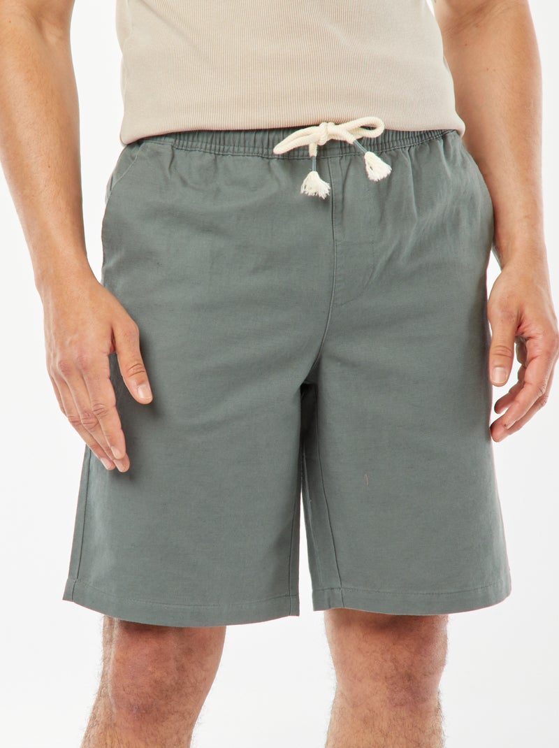 Bermudas lisas con cintura elástica + cordones VERDE - Kiabi