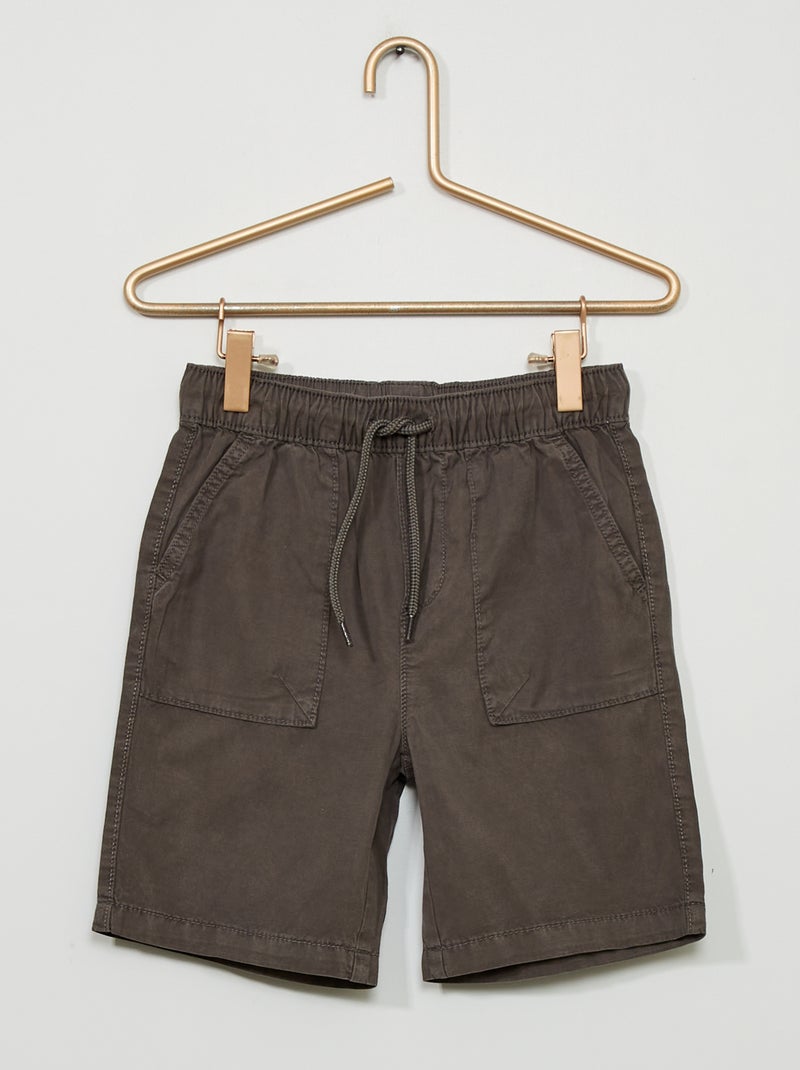Bermudas lisas con cintura elástica GRIS - Kiabi