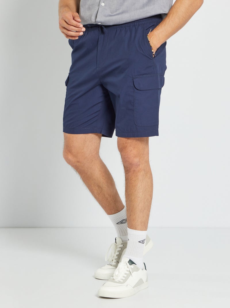 Bermudas lisas con cintura elástica negro iris - Kiabi