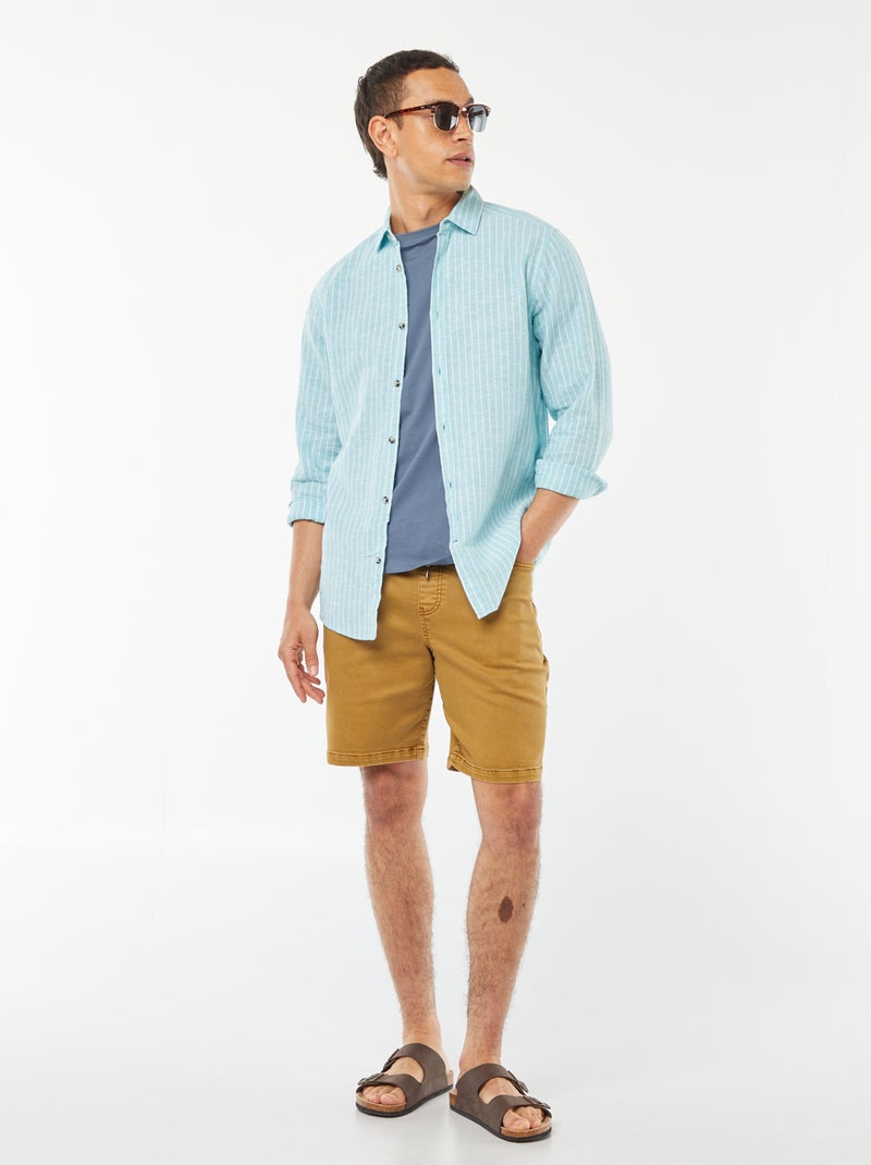 Bermudas lisas con cintura elástica y cordones ajustables MARRON - Kiabi