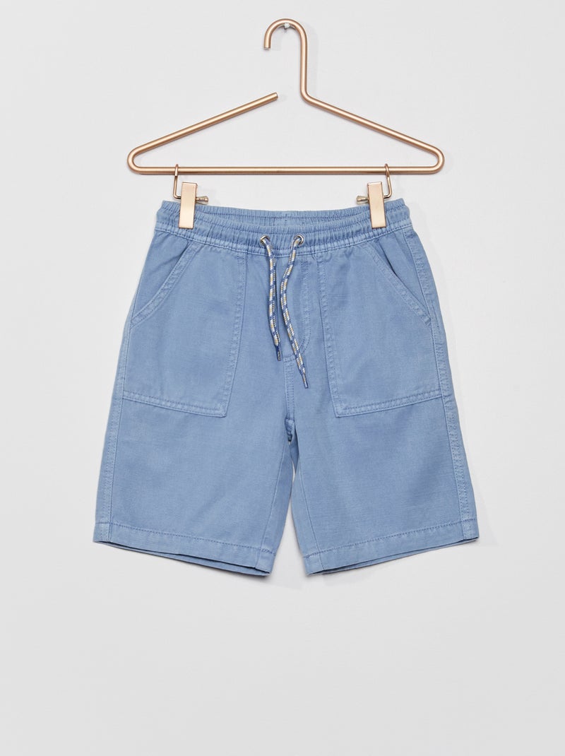 Bermudas lisas con cordones de fantasía AZUL - Kiabi