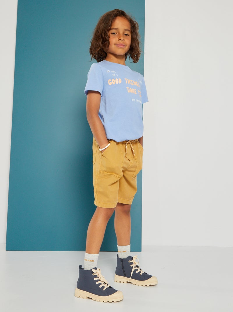 Bermudas lisas con cordones de fantasía BEIGE - Kiabi