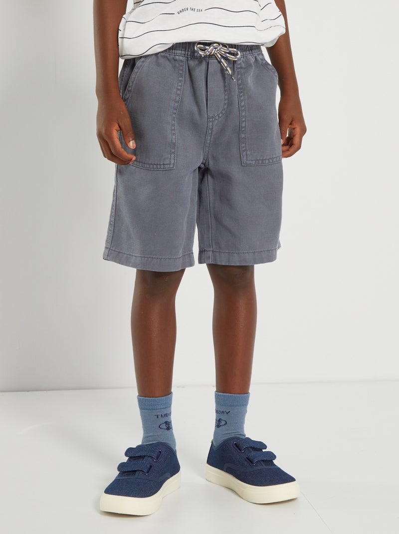 Bermudas lisas con cordones de fantasía GRIS - Kiabi