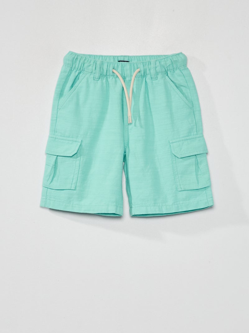 Bermudas lisas con lino AZUL - Kiabi