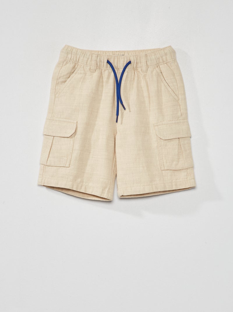 Bermudas lisas con lino BEIGE - Kiabi