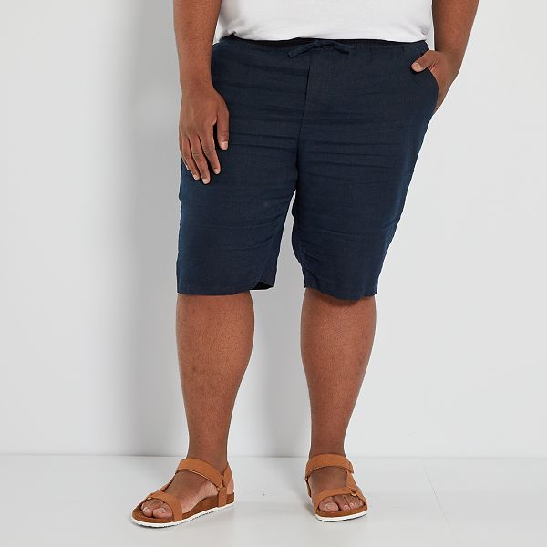 Bermudas lisas de lino Tallas grandes hombre - AZUL - Kiabi - 25,00€
