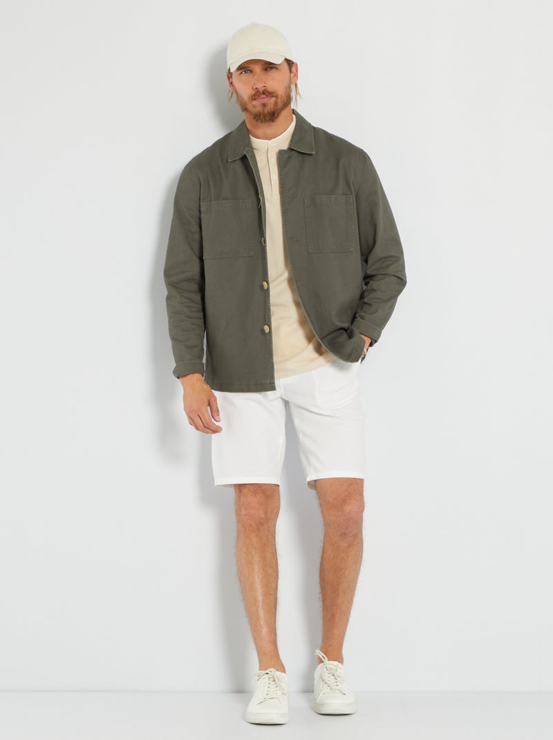 Bermudas lisas de lino Blanco - Kiabi