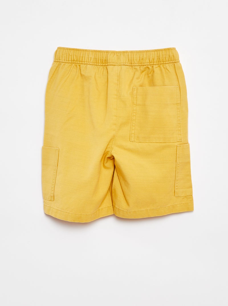 Bermudas lisas de sarga con bolsillos amarillo - Kiabi
