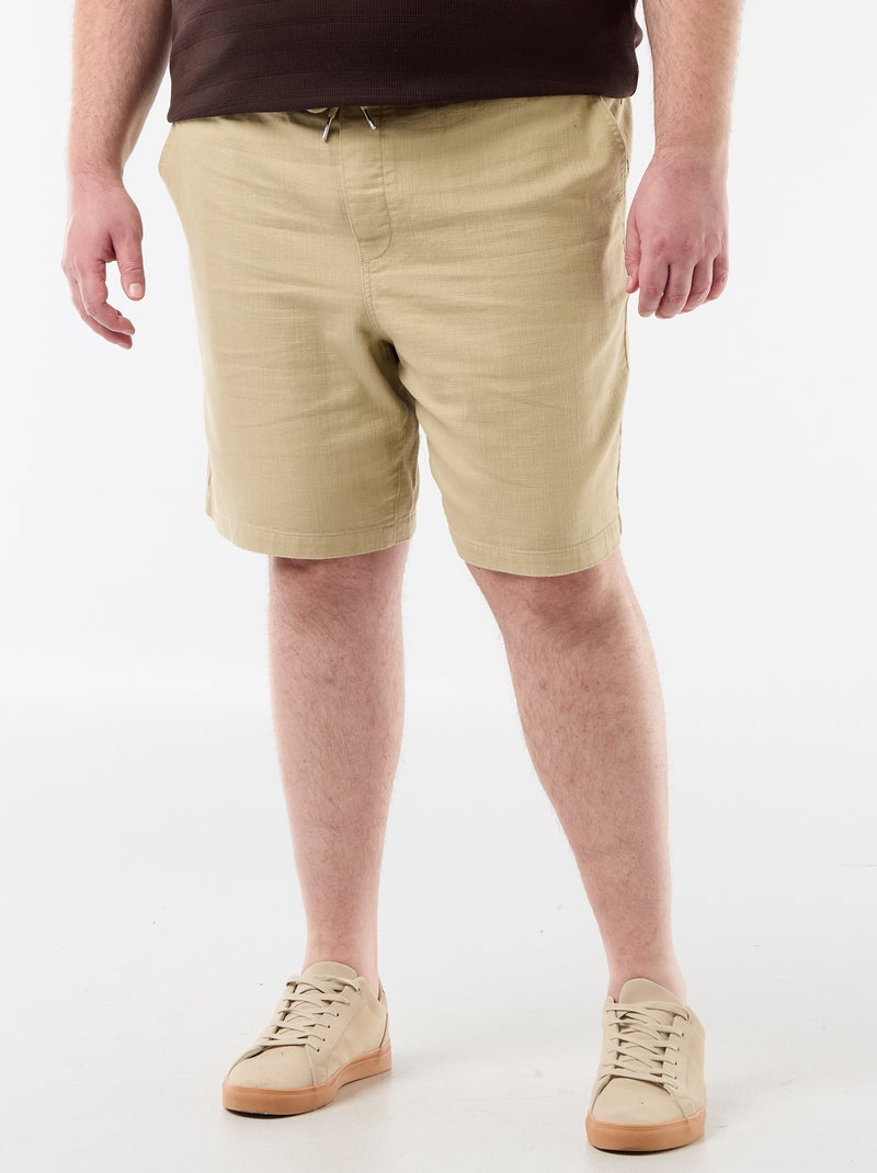 Bermudas lisas en dobby Beige - Kiabi