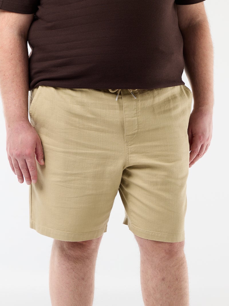 Bermudas lisas en dobby Beige - Kiabi