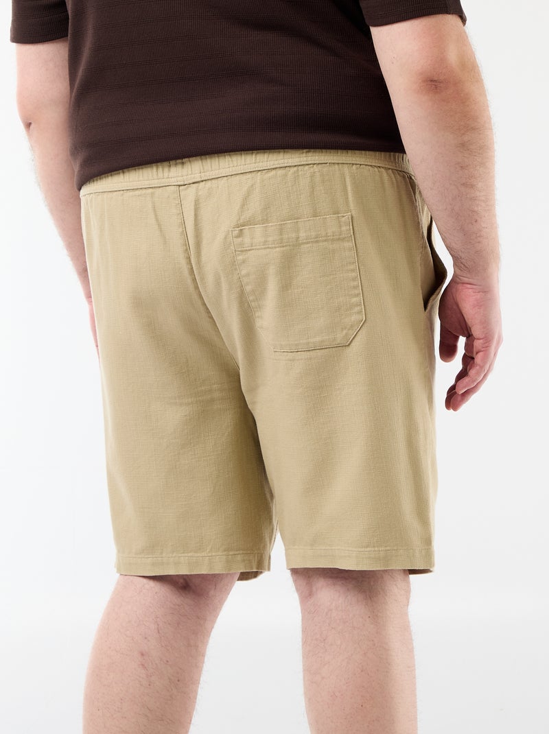 Bermudas lisas en dobby Beige - Kiabi