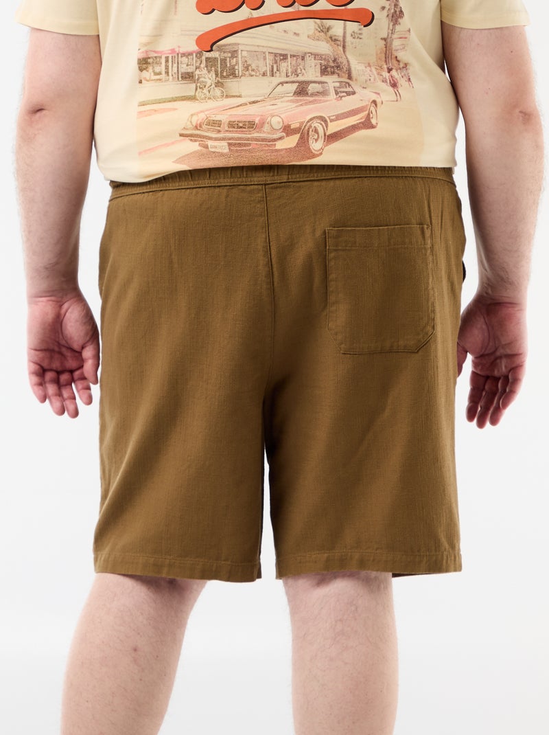 Bermudas lisas en dobby Marron - Kiabi