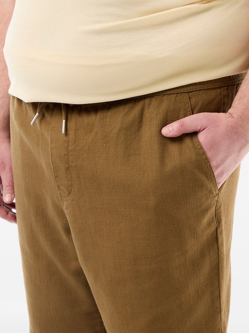 Bermudas lisas en dobby Marron - Kiabi