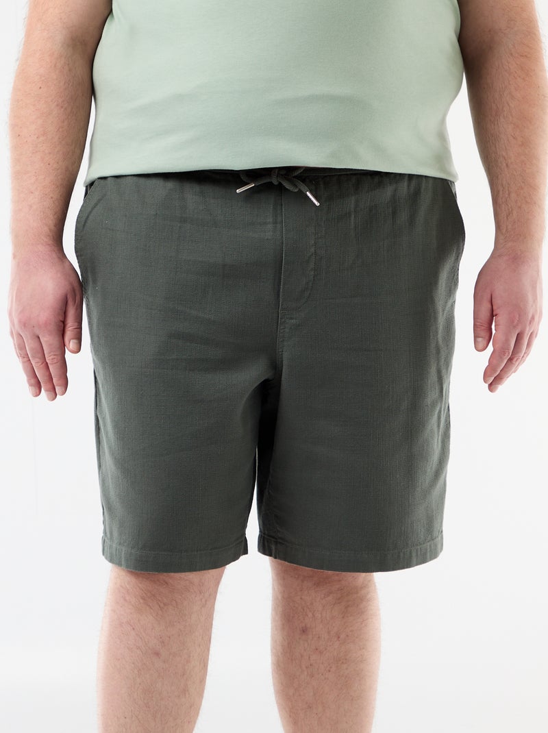 Bermudas lisas en dobby Verde - Kiabi