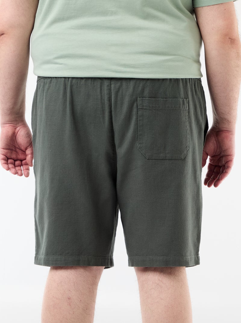 Bermudas lisas en dobby Verde - Kiabi