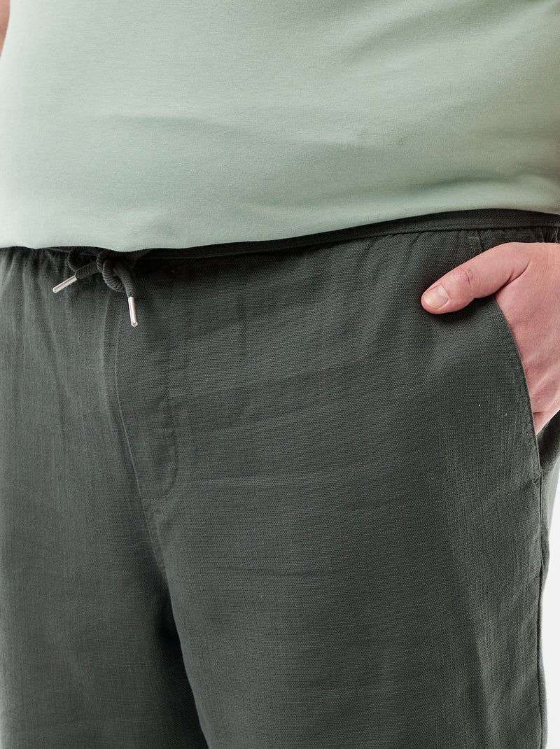 Bermudas lisas en dobby Verde - Kiabi