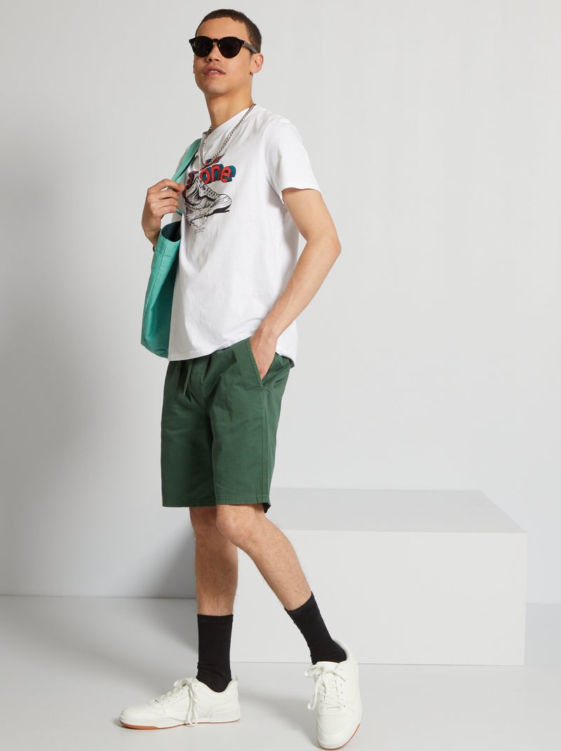 Bermudas lisas sarga algodón VERDE - Kiabi
