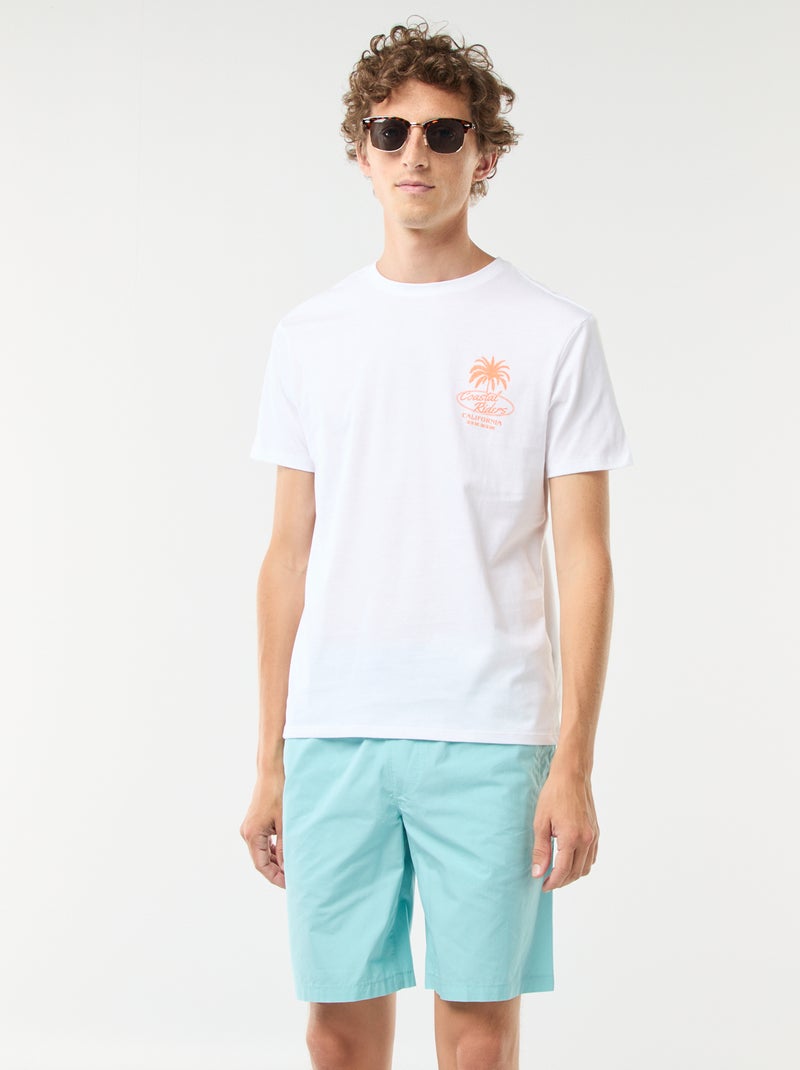 Bermudas lisas tipo chino con cordones ajustables Azul - Kiabi