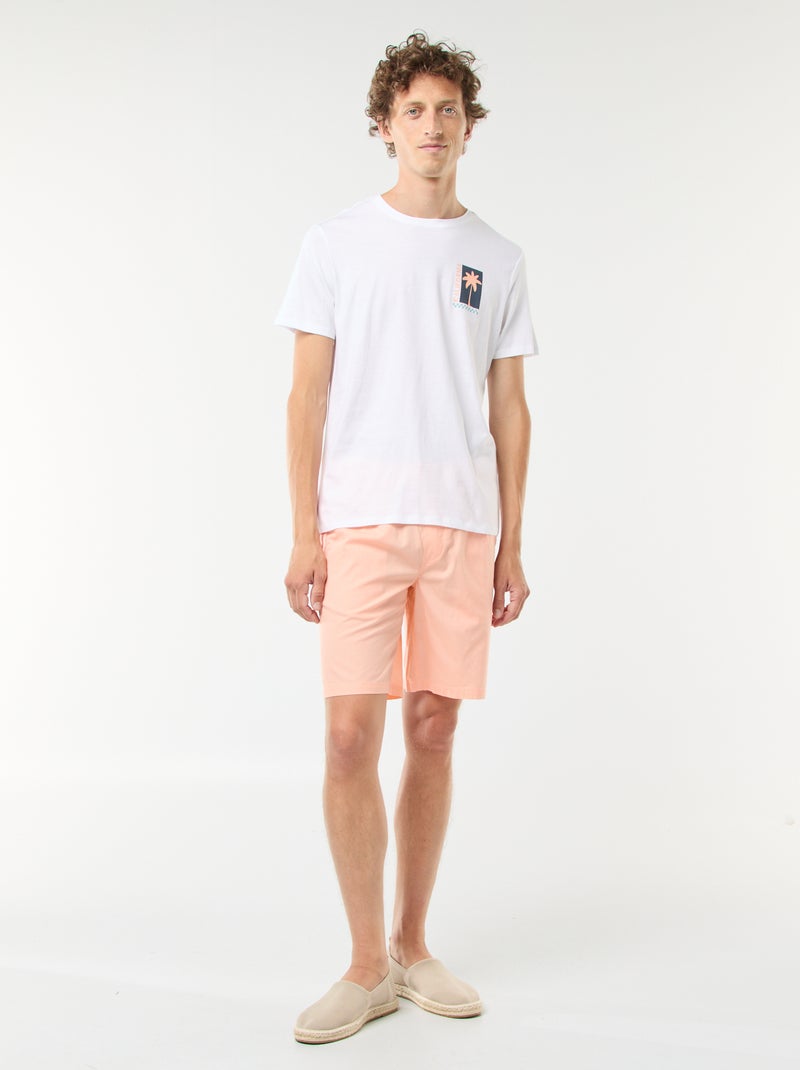 Bermudas lisas tipo chino con cordones ajustables Naranja - Kiabi
