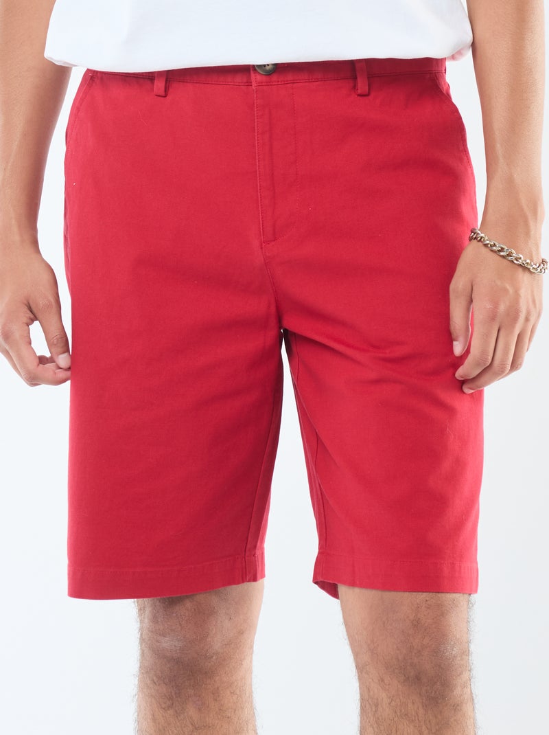 Bermudas lisas tipo chino Rojo - Kiabi