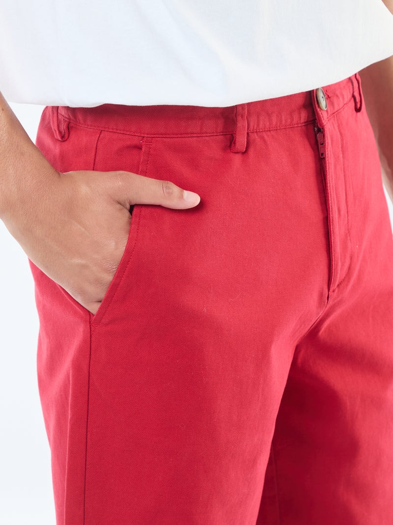 Bermudas lisas tipo chino Rojo - Kiabi