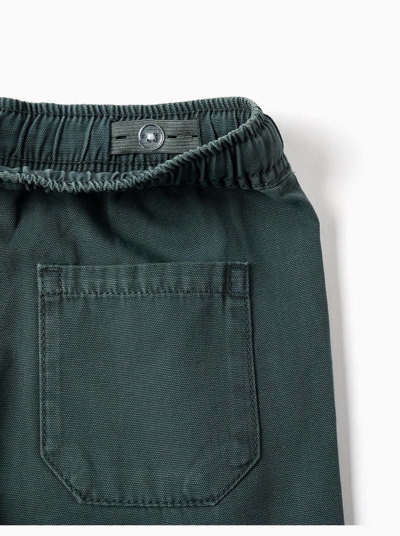 Bermudas midi cargo de algodón con cordón Verde oscuro - Kiabi