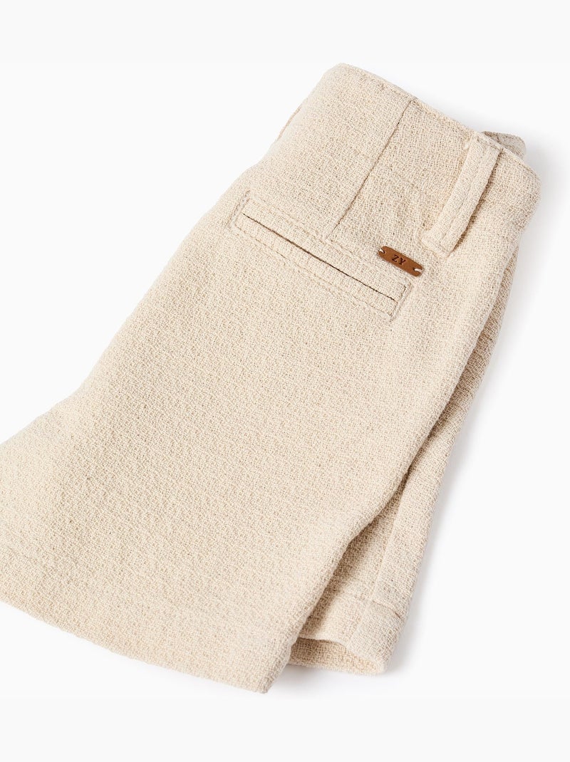 Bermudas midi de algodón dobby Blanco - Kiabi