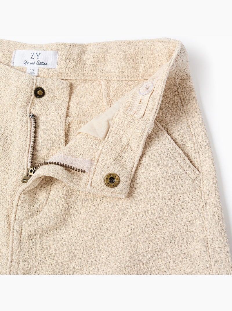 Bermudas midi de algodón dobby Blanco - Kiabi