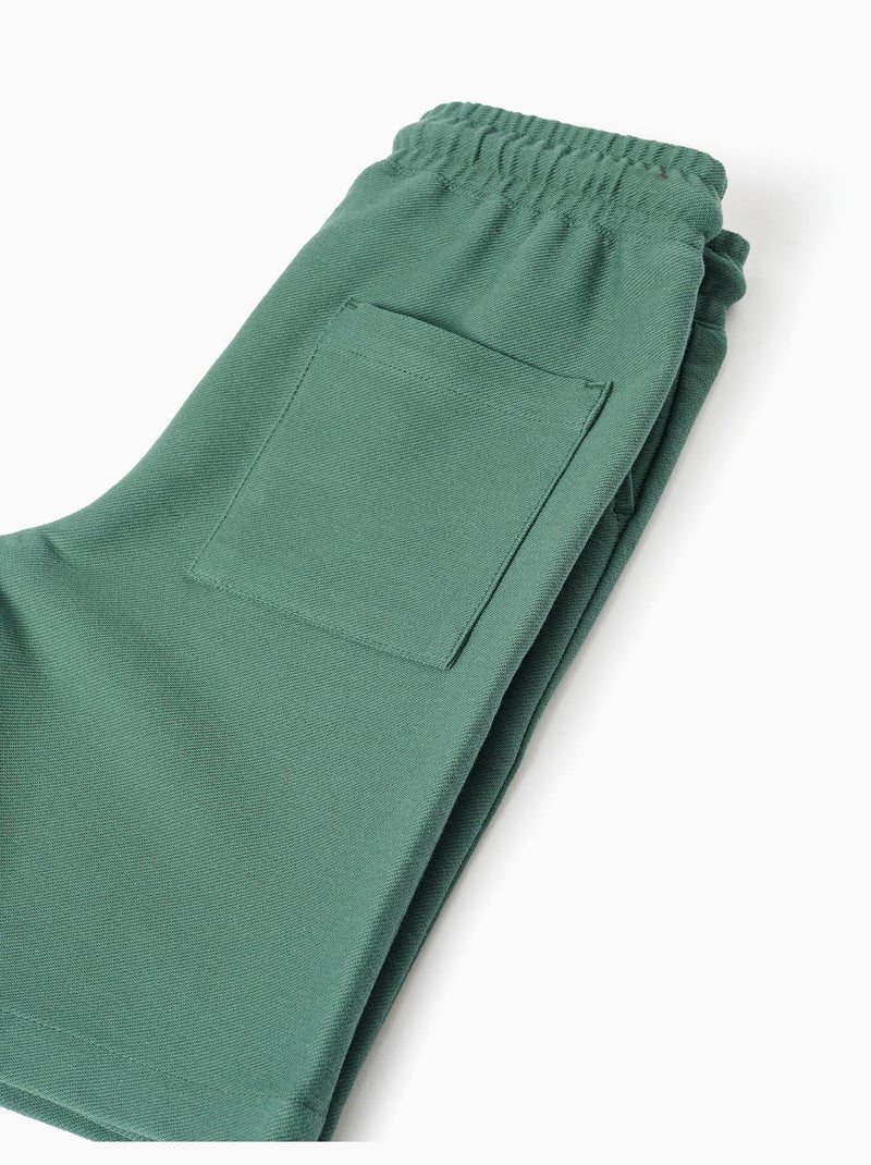 Bermudas midi de felpa con cordón Verde oscuro - Kiabi