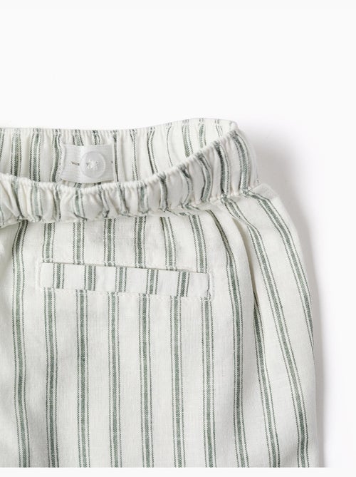 Bermudas midi de lino y algodón a rayas con cordones - Kiabi