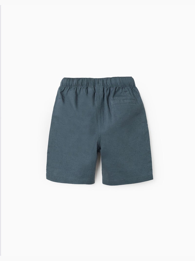 Bermudas midi de lino y algodón con cordón Azul Azul - Kiabi