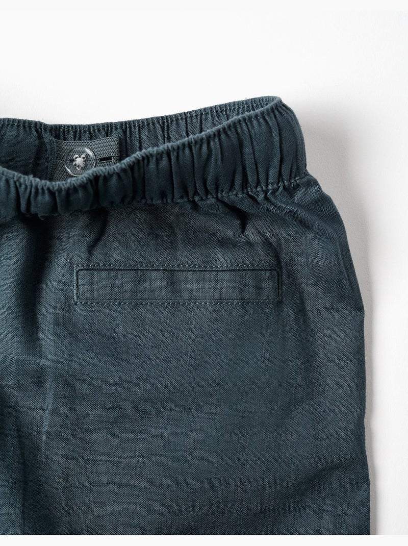 Bermudas midi de lino y algodón con cordón Azul Azul - Kiabi