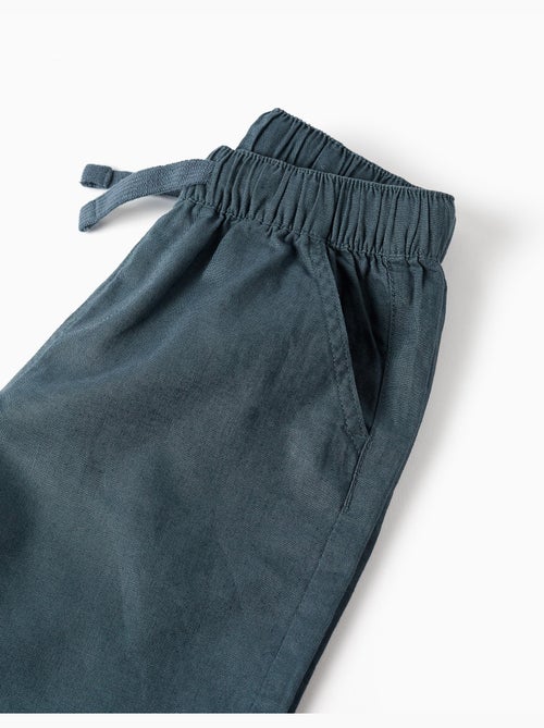 Bermudas midi de lino y algodón con cordón - Kiabi