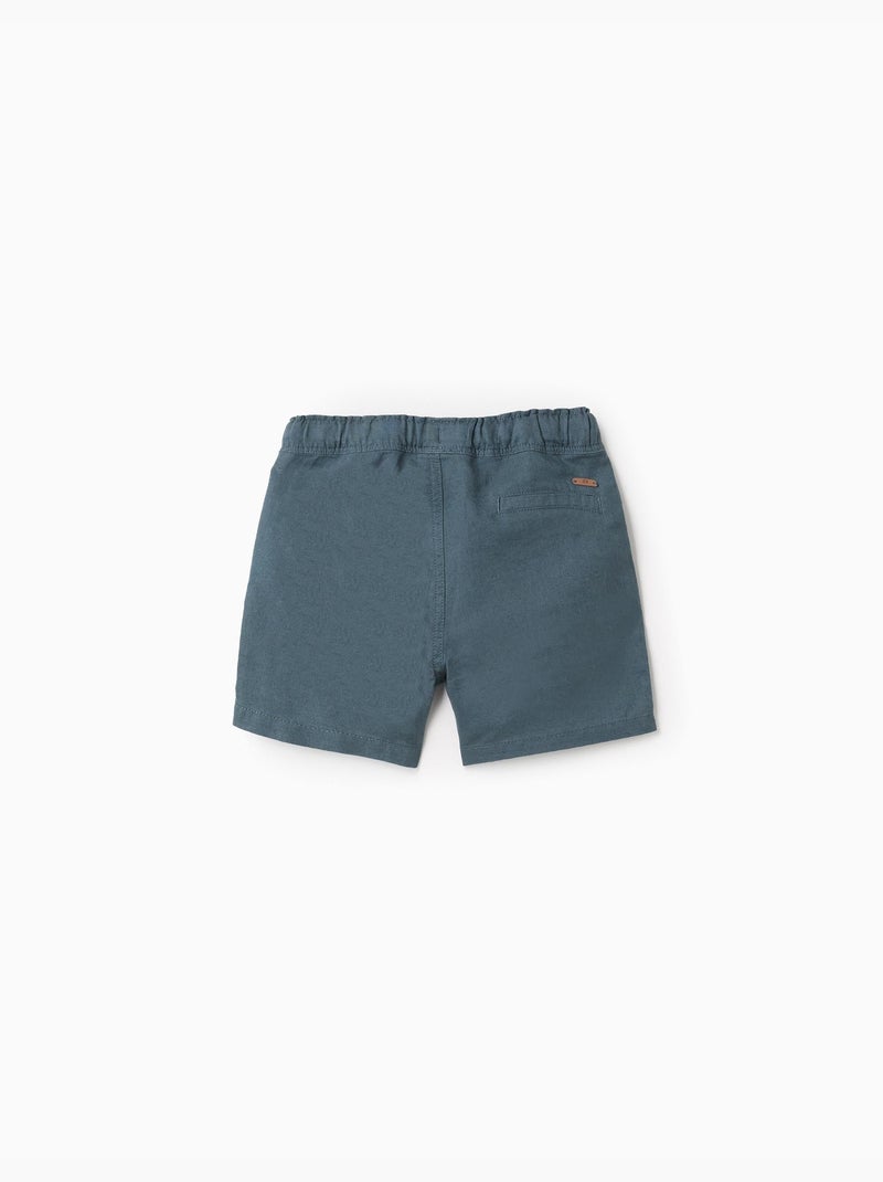 Bermudas midi de lino y algodón con cordón Azul oscuro - Kiabi