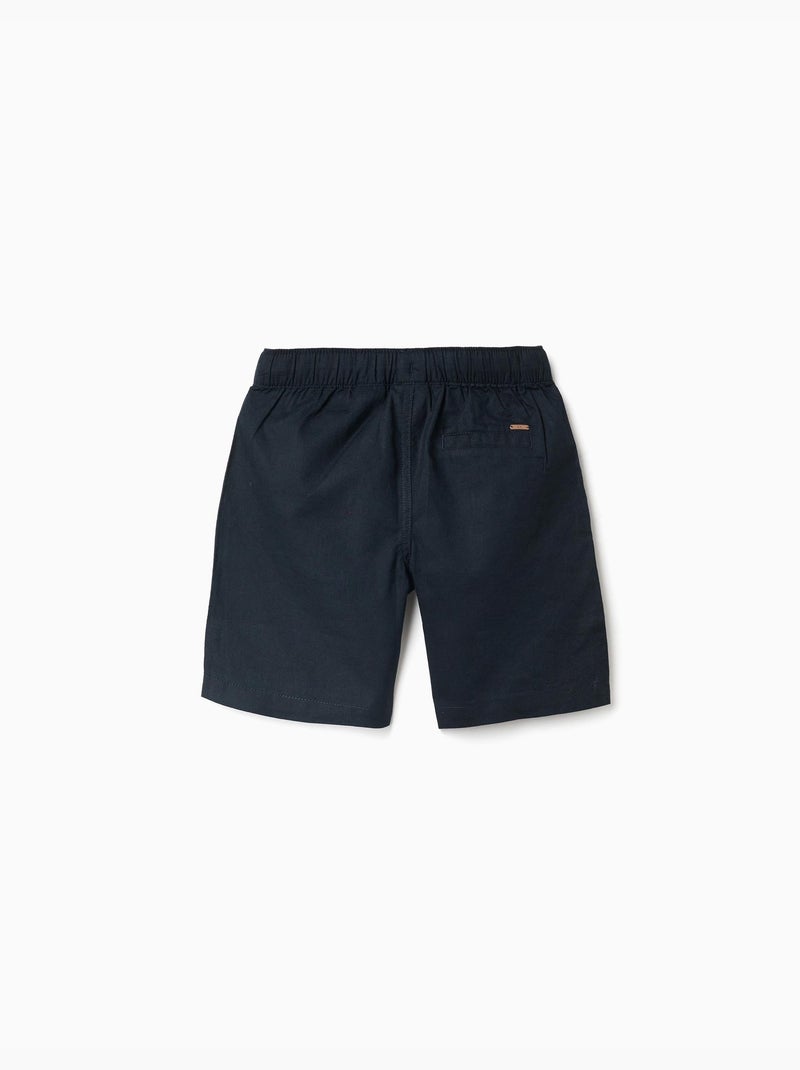 Bermudas midi de lino y algodón con cordones Azul oscuro - Kiabi