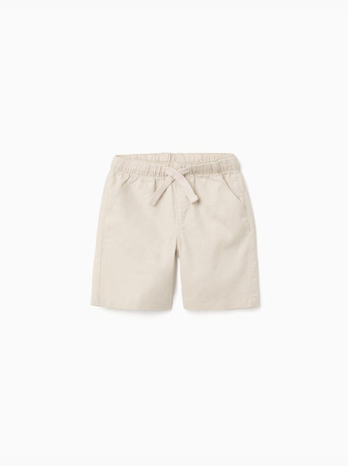 Bermudas midi de lino y algodón con cordones - Kiabi