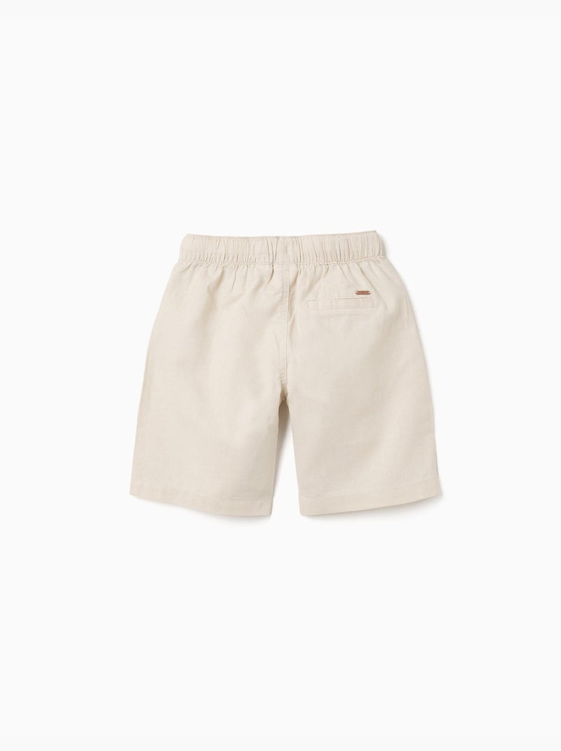 Bermudas midi de lino y algodón con cordones Beige claro - Kiabi