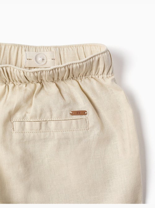 Bermudas midi de lino y algodón con cordones - Kiabi