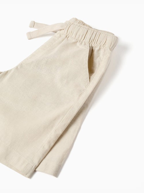 Bermudas midi de lino y algodón con cordones - Kiabi