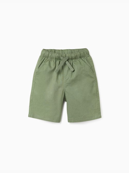 Bermudas midi de lino y algodón con cordones - Kiabi