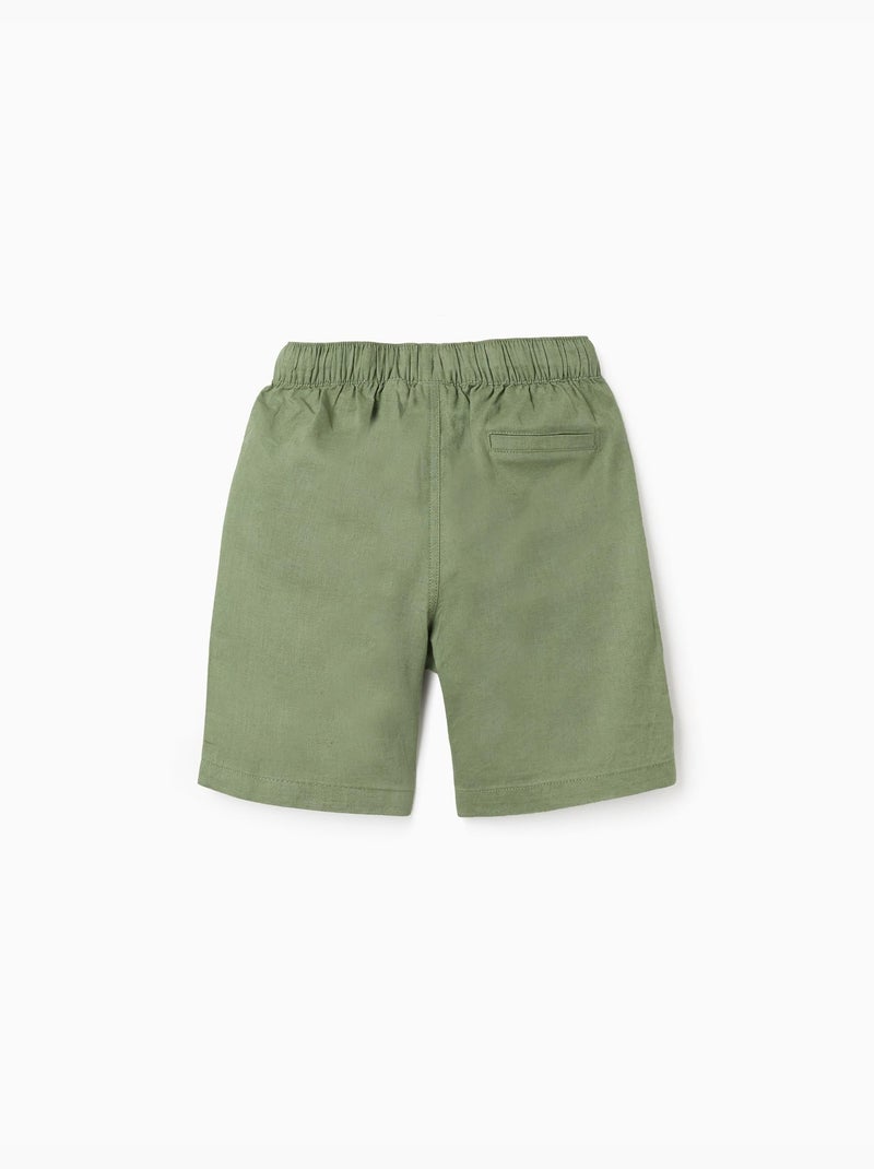 Bermudas midi de lino y algodón con cordones Verde - Kiabi