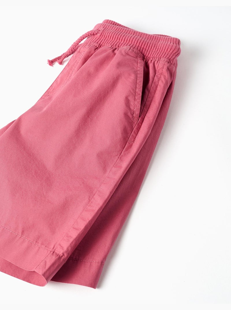 Bermudas midi de popelina con cordón y bolsillos Rosa oscuro - Kiabi