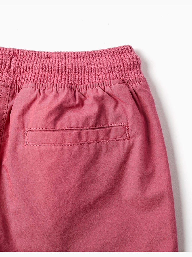 Bermudas midi de popelina con cordón y bolsillos Rosa oscuro - Kiabi