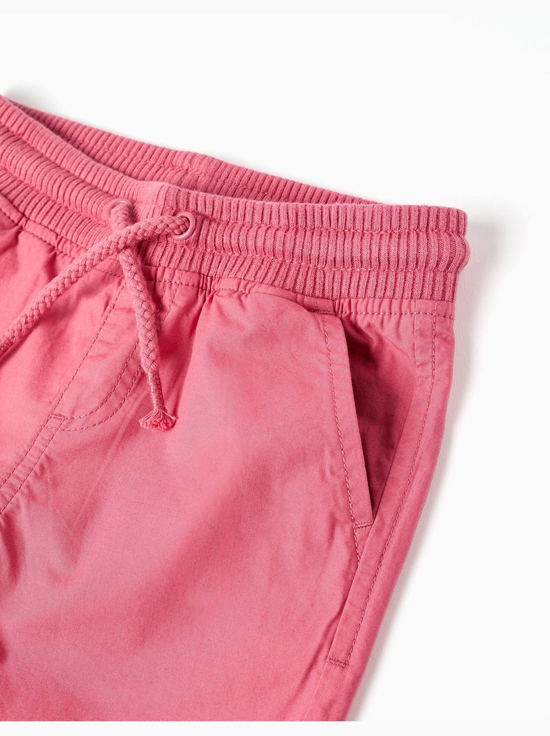 Bermudas midi de popelina con cordón y bolsillos Rosa oscuro - Kiabi