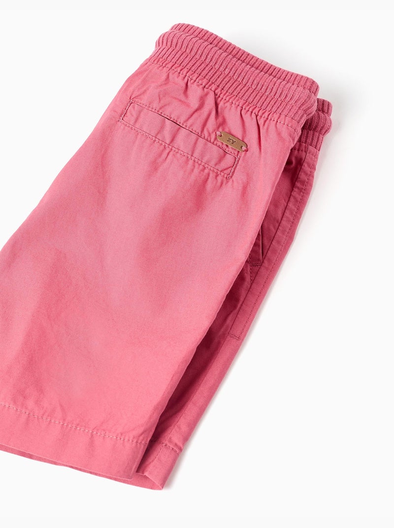 Bermudas midi de popelina con cordón y bolsillos Rosa oscuro - Kiabi