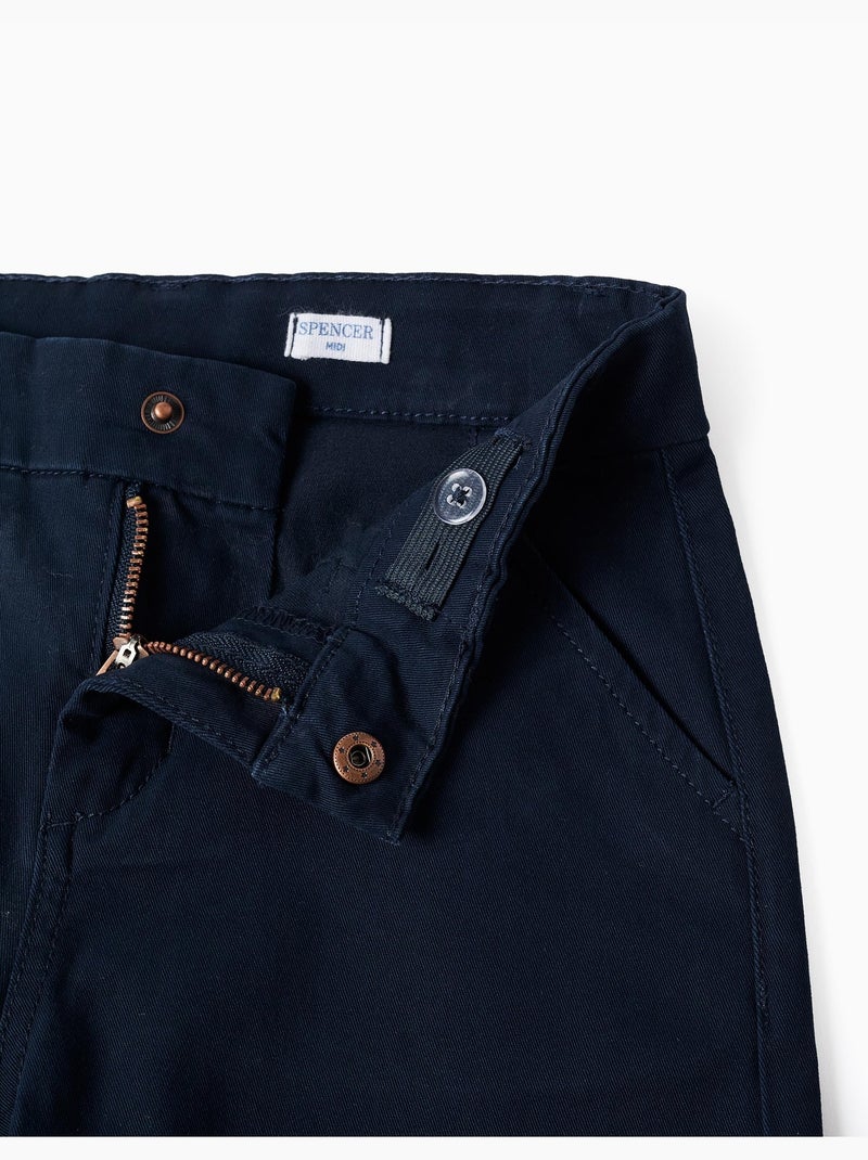 Bermudas midi de sarga con bolsillos Azul Azul - Kiabi