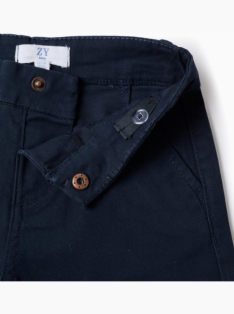 Bermudas midi de sarga con bolsillos Azul oscuro - Kiabi